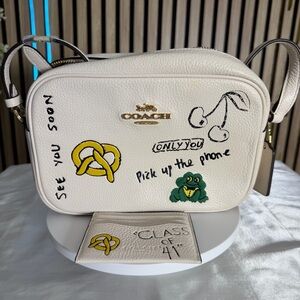 COACH Jamie Camera - Bag frog embroider Sketch Print Gold and card holder CAT02.